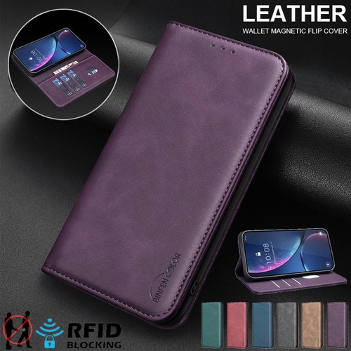Magnetic leather wallet phone - magnetic,